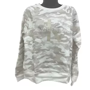 Calvin Klein Lightweight Sweatshirt Tunic in Khaki Camo. Women's Size Medium NWT - Picture 1 of 3