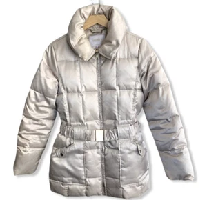 Laundry By Shelli Segal Cream Down Belted Puffer Jacket M - Picture 1 of 7