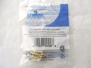 LEVITON 40830-BAY RCA GOLD PLATED QUICKPORT WITH YELLOW STRIP ALMOND   21 PCS - Picture 1 of 1