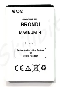 BATTERIA PER BRONDI MAGNUM 4 MAGNUM4 IV BIGFP600AB NOK N70 BL-5C 1100 mAh NUOVA - Foto 1 di 3