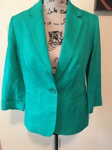 New Chico's Vivid Green 100% Linen Blazer Jacket One Button Size 0 Retail $99 - Bild 1 von 7