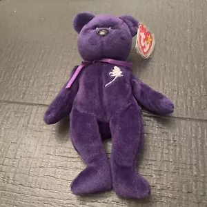 Ty BEANIE BABY: PRINCESS DIANA BEAR GORGEOUS, PURPLE Tags on - Picture 1 of 4
