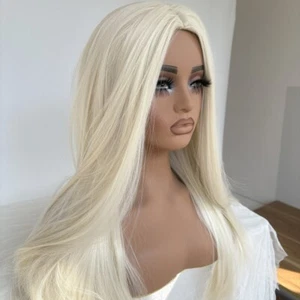 Long Straight Platinum blonde Heat Resistant Hair Women Dress Up Wig - Picture 1 of 6