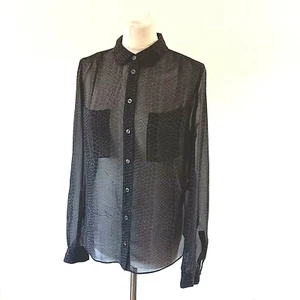 HOBBS Size 10 Long Sleeve Semi Sheer Blouse, Snake Effect Print, Breast Pockets - Picture 1 of 9