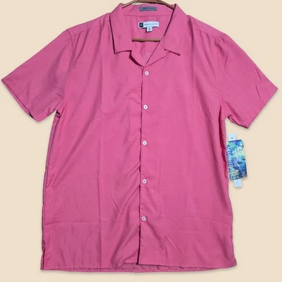 Modern Culture Shirt Men’s Size Large Pink Suede Touch Soft Button Up Casual NEW - Image 1 of 4