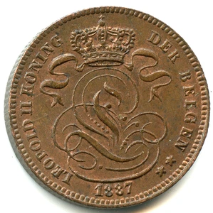 Belgique 1 centime Léopold II 1887 de qualité n°4636 - Picture 1 of 2