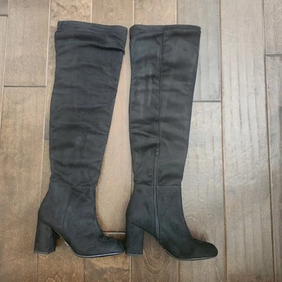 Chinese Laundry Mujer Botas Negras Tacón Alto Hasta la Rodilla Talla 6M Cremallera Gamuza Foto 1 de 4