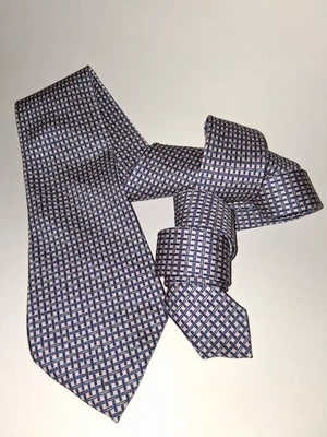 Corbata Turnbull & Asser hecha a mano 100 % seda REPP para hombre azul y tostado/beige Foto 1 de 4