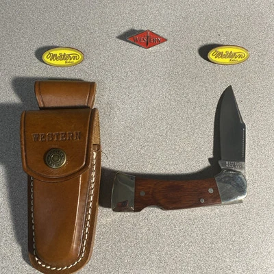 Navaja de Bolsillo Western Vintage 534 J Nueva Con Funda y Mango de Palo de Rosa Ver Desc Foto 1 de 4