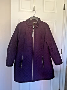 DAMENGRÖSSE 1X PFLAUME GESTEPPTE LANGE WINTERJACKE, MANTEL VON GALLERY - Bild 1 von 6