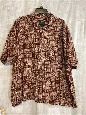 Рубашка Woolrich 2XT красная кремовая батик ацтекская с коротким рукавом на пуговицах спереди мужская - Изображение 1 из 4