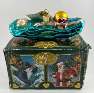 Old World Christmas Glass Ornament SWIMMING Woman Swimmer 2016 Water Sports Box - Picture 1 of 7