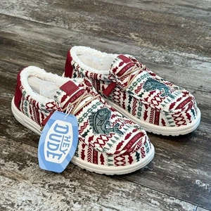 Hey Dude Shoes Mens Size 9 Wally Merry Fishmas Sweater Lace Up Loafers Comfy NWT - Picture 1 of 12