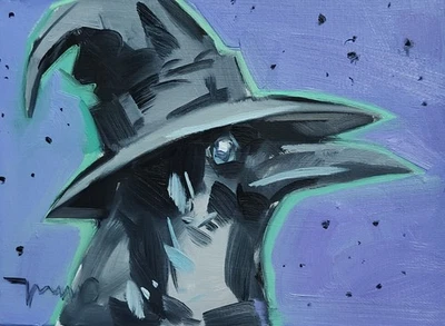 Коллекционная художественная гравюра Хосе Трухильо 16x16 дюймов ведьма ворона птица - Изображение 1 из 4