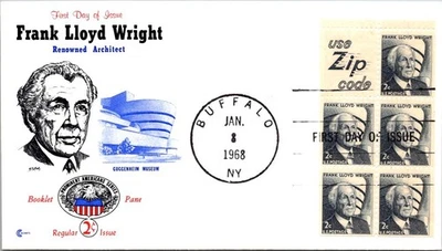 FDC 1968 SC #1280a Cover Craft Cachet - Buffalo NY - Sheet Of 5 + Label - J21752 - Image 1 of 2