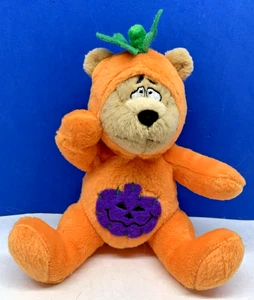 Oso de peluche Pan de azúcar en disfraz de calabaza con cara Jack-O-Lantern en su vientre - Imagen 1 de 4