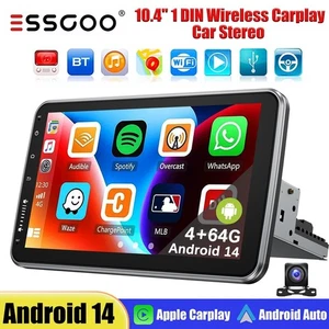64G Single 1DIN Rotatable 10.1'' Android14 Carplay Car Stereo Radio GPS Wifi AHD - Picture 1 of 15