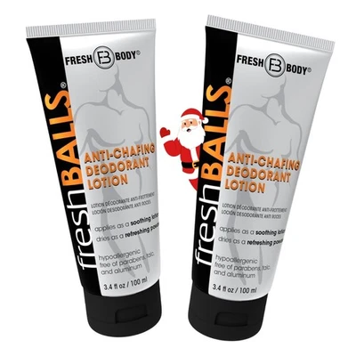 FRESH BALLS Loción Anti-Rozaduras Hombre Crema Desodorante Higiene Ingula 3.4oz x2 Foto 1 de 4