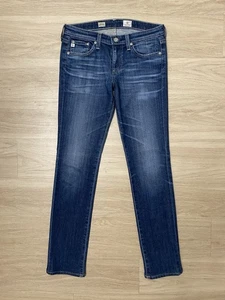 Pantalones de mezclilla rectos ajustados AG Adriano Goldschmied The Aubrey para mujer 26R elásticos azules - Imagen 1 de 16
