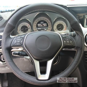 Genuine Leather Black Suede Car Steering Wheel Cover for Mercedes-Benz B180 2012 - Picture 1 of 10