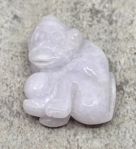 Estatuilla de mono jadeíta lavanda tallada asiática Estate Find de colección - Imagen 1 de 7