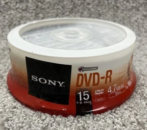 Sony DVD-R Paquete de 15 4,7 GB 120 min Discos DVD multimedia AccuCORE en blanco sellados nuevos - Imagen 1 de 7