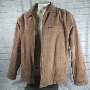 Knightsbridge Outerwear Leder Wildleder Jacke schwarz Herren großer Reißverschluss hellbraun braun - Bild 1 von 10