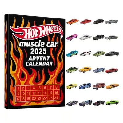 Hot Wheels Muscle Toy Car 2025 Advent Calendar 24 Days Toy vehicle（2D Flat） - Image 1 of 4