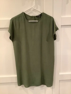 Madewell Shift Dress Size XS Olive Green Button Back Cap Sleeve Viscose - Image 1 of 4