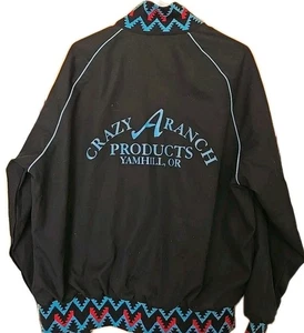 Vtg 70s 80s West Ark USA Black Aztec Southwestern Bomber Jacket Western Mens L - Picture 1 of 8