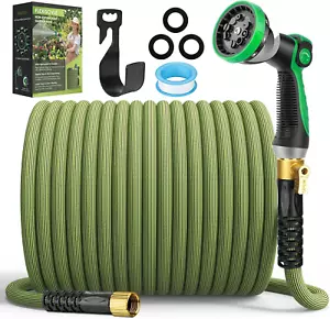 Ultra Lightweight Garden Hose 100 Ft, NON-EXPANDABLE Flexible Water Hose with 10 - Picture 1 of 12