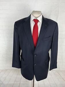 Hart Schaffner Marx Men's Navy Blue Striped Wool Suit 42S 34X26 $1,080
