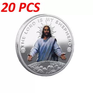 20PCS Jesus Christ Painted Badge Coin Plated Silver Commemorative Metal Medal - Picture 1 of 4