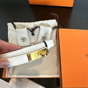 AUTHENTIC NEW HERMES Kelly 18 Epsom Leather Belt One Size Adjustable GHW - Picture 1 of 24