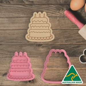 Birthday Cake Cookie Cutter and Embosser Stamp - Picture 1 of 4