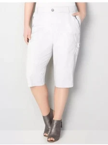 AVENUE Damen Popeline Skimmer Crop Hose Weiß Freizeit Caprihose Übergröße 26 Neu mit Etikett - Bild 1 von 3
