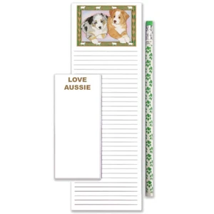 Australian Shepherd To Do List Magnetic Shopping Pad Notepad & Pencil Gift Set - Picture 1 of 1