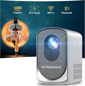 SCREENMAX Electric Focus Mini Projector with WiFi and Bluetooth, Upgraded Portab - Picture 1 of 7