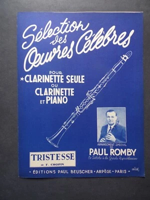 partition CHOPIN  - tristesse - Paur Romby - clarinette si b - Photo 1/2