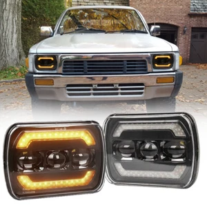 Pair 5x7" LED Headlights HI/LO/DRL/TURN SIGNAL Square For Toyota Hilux 1983-2004 - Picture 1 of 8