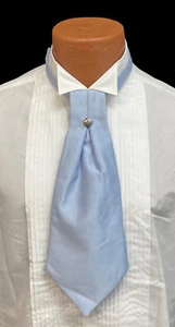 Light Blue Cravat with Tie Pin Pre-Tied Ascot Necktie Victorian Costume Formal - Picture 1 of 2