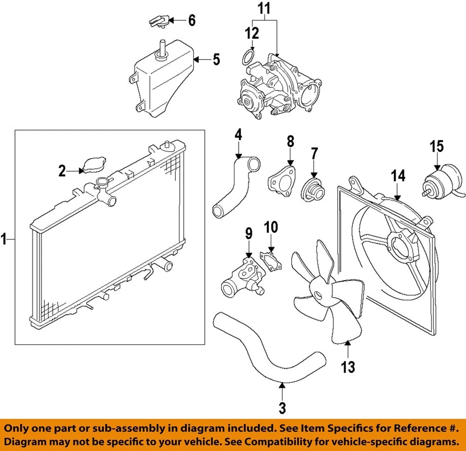 Componentes del radiador de refrigeración Suzuki OEM 07-09 SX4 - tanque de depósito 1793179J00 Foto 1 de 1