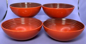 LE CREUSET Second Choix 22 oz Red Cereal Bowls Stoneware Cerise Set of 4 - Picture 1 of 5