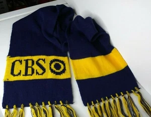 CBS Sports Eye Knit Scarf Vintage ORLON Blue Yellow New NWT Pedigree Knit - Picture 1 of 6