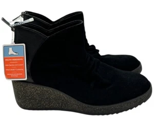 Aetrex Womens Kara Black Suede Wedge Boots Shoes 9-9.5 / Size 40 - Picture 1 of 11