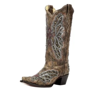Corral Women's Weathered LD Bronze/Gold Red Wing & Cross Studs 9M - Picture 1 of 11