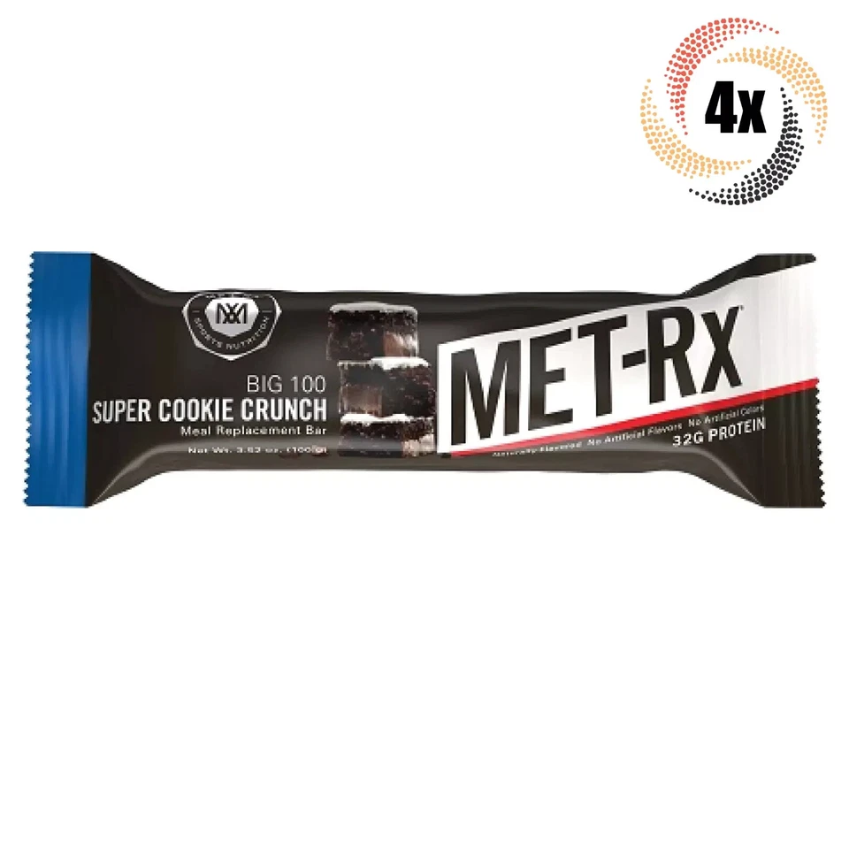 MET-Rx Big 100 Super Cookie Crunch Meal Replacement Energy Bar - 3.52oz, 4x Bars - Image 1 of 1