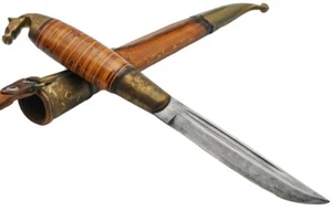 Finnish Dagger with Horse Head Design - 23cm Hunting Knife with Matching Sheath - Picture 1 of 6