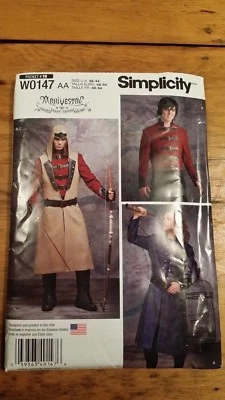 SIMPLICITY COSPLAY MENS COAT PATTERN W0147 SIZE 38-44 UNCUT FREE SHIPPING   - Image 1 of 2