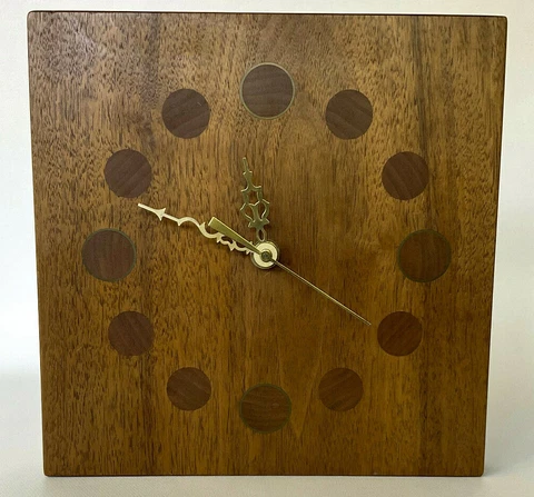 MCM Stile Craft Table or Wall Clock Solid Walnut Handcrafted Cover